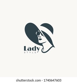 La dama de un patrón de diseño del logo de un sombrero para un fondo claro. Ilustración vectorial.