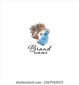 lady in a hat logo vintage lineart news