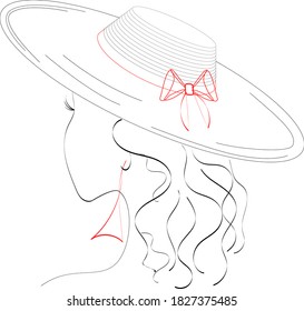 lady in a hat with a red bow