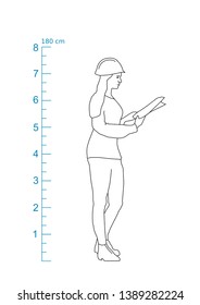 Lady in helmet with documents