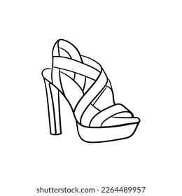 Lady high heels line style illustration design