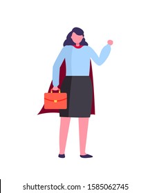 Lady holding briefcase with documents vector, female working for company hero lady in business corporation isolated person in flat style, formalwear