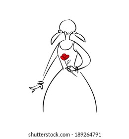 lady holding flower back