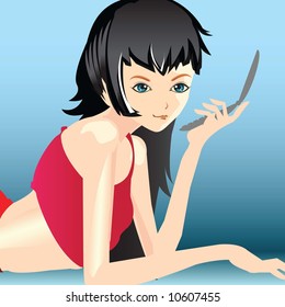 lady holding mobile phone