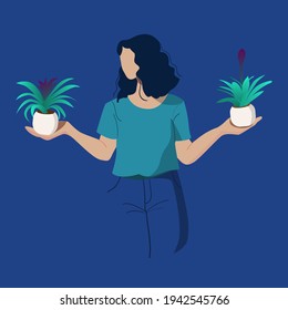 lady holding plants in both hands, spring season 