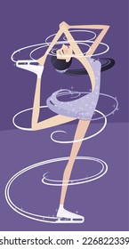 Lady ice skating illustration