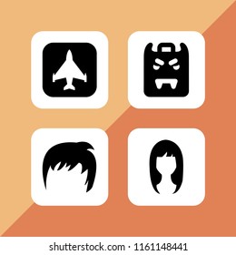 lady icon. 4 lady set with black and white, vampire and hair vector icons for web and mobile app