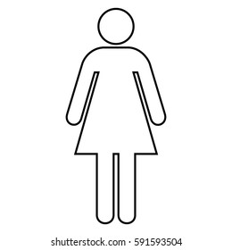 Lady icon. Black and white isolated vector illustration.