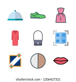 lady icon set. vector set about lips, dress, dinner and contrast icons set.