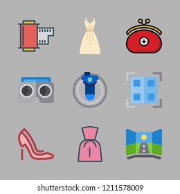 lady icon set. vector set about negative, high heels, purse and dress icons set.