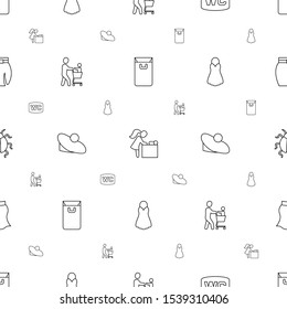 lady icons pattern seamless white background. Included editable line shopping bag, baby changing room, WC, father with not in shopping cart icons. lady icons for web and mobile.