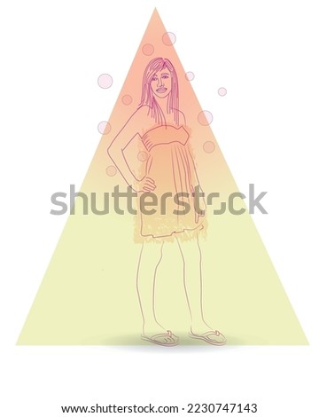 lady illustration outline vector simple glowing lines with light background