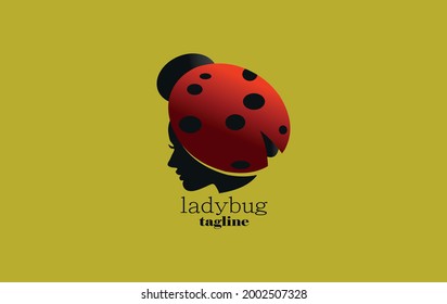 lady and insect logo inspired by ladybug