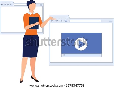 The lady introduces a sleek video player, highlighting its features and usability