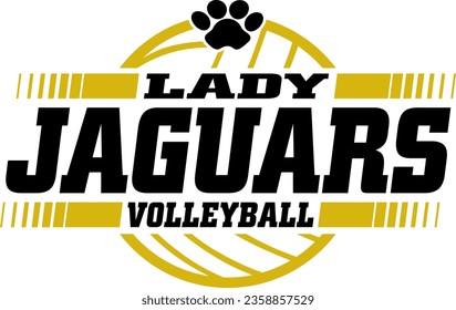 Lady Jaguars Volleyball-Team-Design mit Ball für Schule, Hochschule oder Liga-Sport