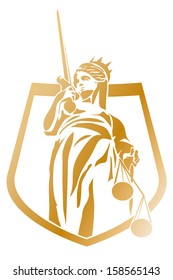 Lady Justice Coat of Arms Vector Logo Design Element