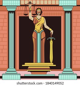 Lady of justice Femida or Themis Premium Vector