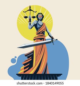 Lady Of Justice Femida Or Themis Premium Vector
