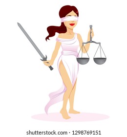 Lady justice figure with blindfold holding scale and sword