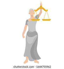 Lady justice goddes Femida Themis. a vector woman holding scales for social justice and law