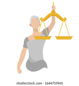 Lady justice goddes Femida Themis. a vector woman holding scales for social justice and law