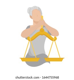 Lady justice goddes Femida Themis. a vector woman holding scales for social justice and law