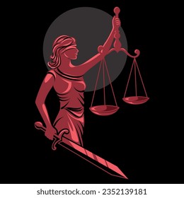 Lady Justice graphic design poster, vector illustration