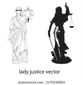 lady justice, graphic vector illustration