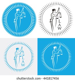 Lady justice. Greek goddess Themis. Equality. Fair trial. Law. Themis with scales and sword. Themis goddess of justice. Femida vector illustration. Lady goddess of justice symbol.