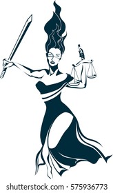 Lady Justice holding a sword and a scale