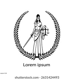 	
Lady Justice tem as escalas, conceito de lei feminina, advogado. Modelo de projeto de Justiça	
