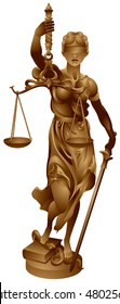 Lady Justice, Justitia, Femida, the Roman Goddess of Justice, allegorical personification of the moral force in judicial systems, struggle of the law against a crime