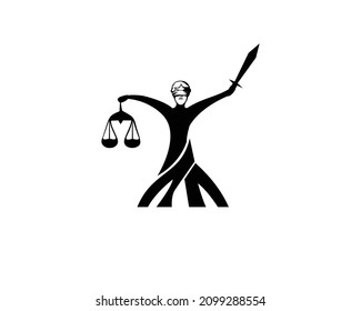 Lady Justice Logo Design For Attorney And Law Symbol Minimalist Modern Vector Template.