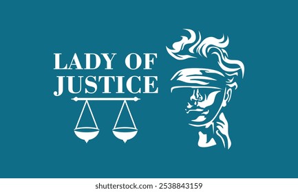 Logo de Lady Justice, gran silueta de una dama con Ilustraciones vectoriales de escamas