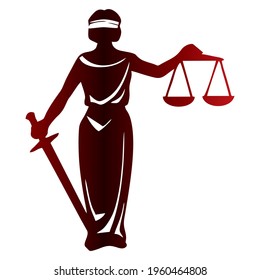 Lady Justice Logo Vector Illustration. Goddess Of Judgement. Symbol Of Justice Femida
