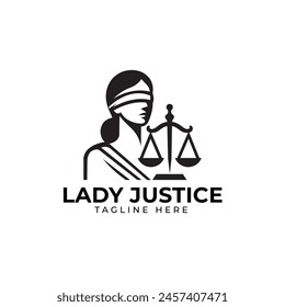 Lady Justice logo vector illustration design. Law court symbol