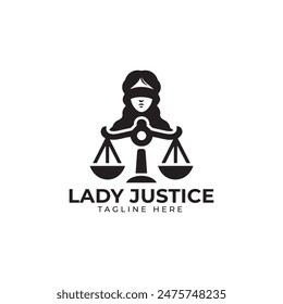 Lady Justice logo vector illustration design. Law court symbol