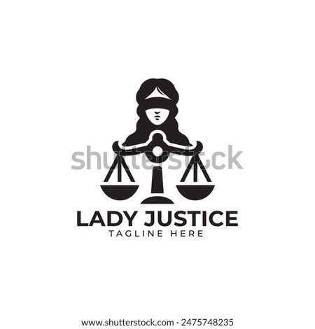 Lady Justice logo vector illustration design. Law court symbol