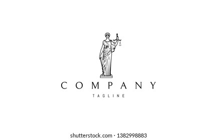 Lady Justice Statue Black vector logo 4 design