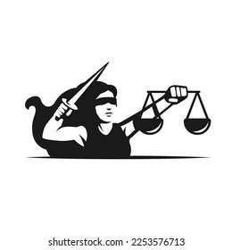 lady justice themis logo icon vector illustration