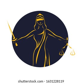 Lady Justice vector. Goddess Themis icon symbol illustration.