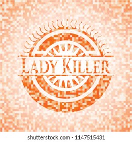 Lady Killer abstract emblem, orange mosaic background