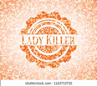 Lady Killer abstract emblem, orange mosaic background