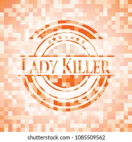 Lady Killer abstract orange mosaic emblem