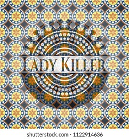 Lady Killer arabic badge. Arabesque decoration.