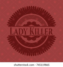 Lady Killer badge with red background