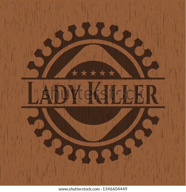 Lady Killer Badge Wood Background Stock Vector Royalty Free