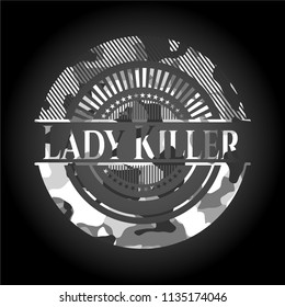 Lady Killer on grey camo pattern