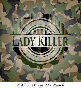 Lady Killer written on a camouflage texture