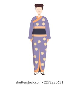 Lady Kimono Symbol Cartoon Vektor. Asiatische Frau. Farbiges Design